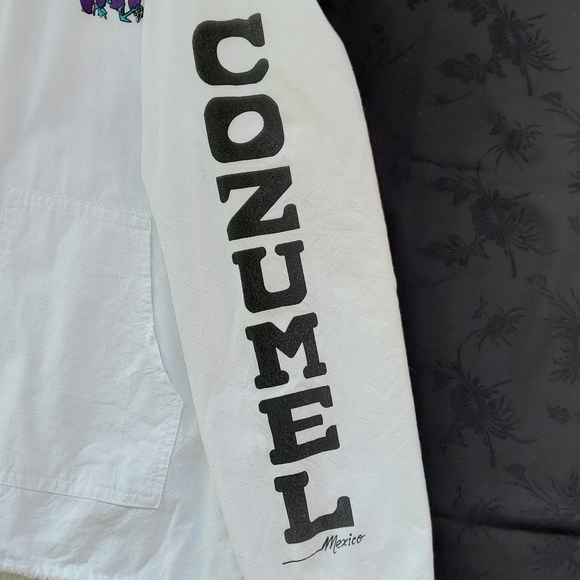 Cozumel Mexico Men's Medium ? Vintage Zip Jacket 90s Hoodie White Light Vacation - Picture 5 of 15